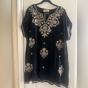 Savanna Jane Black and Cream Embroidered Dress